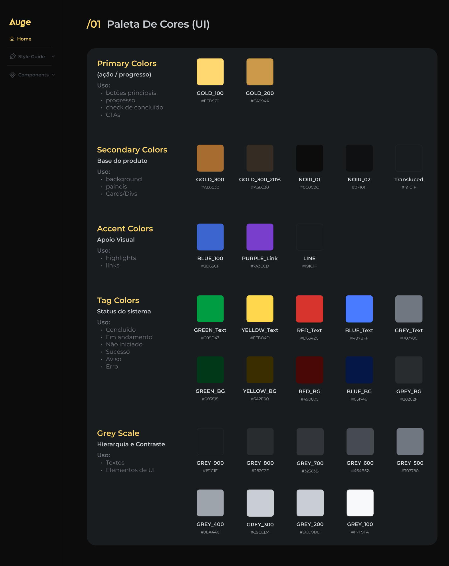 Paleta de cores da UI