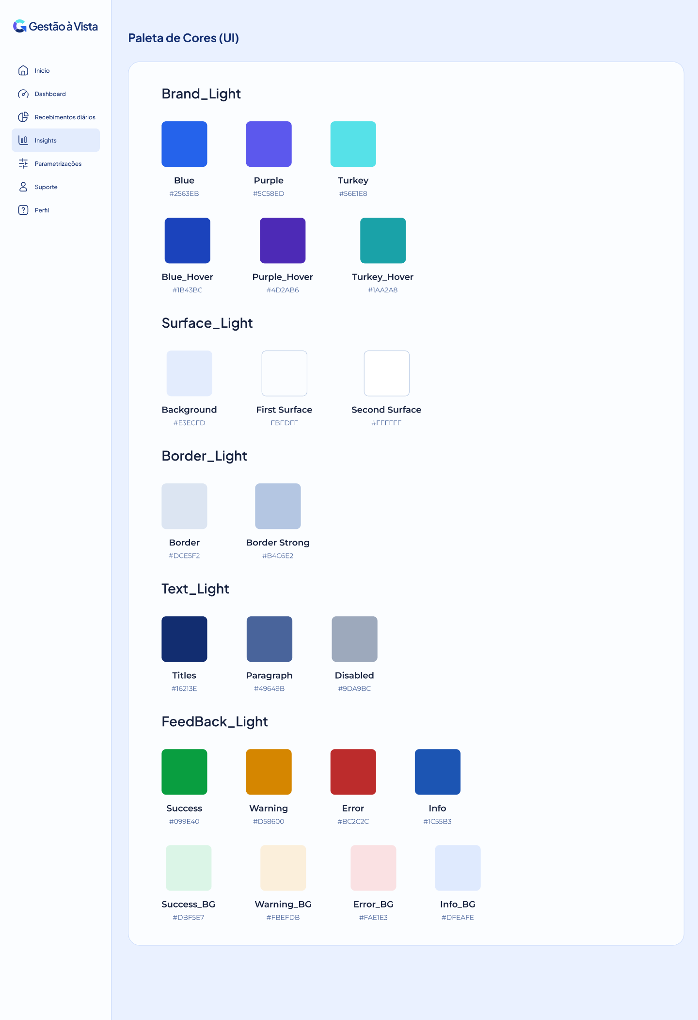 Paleta de cores da UI