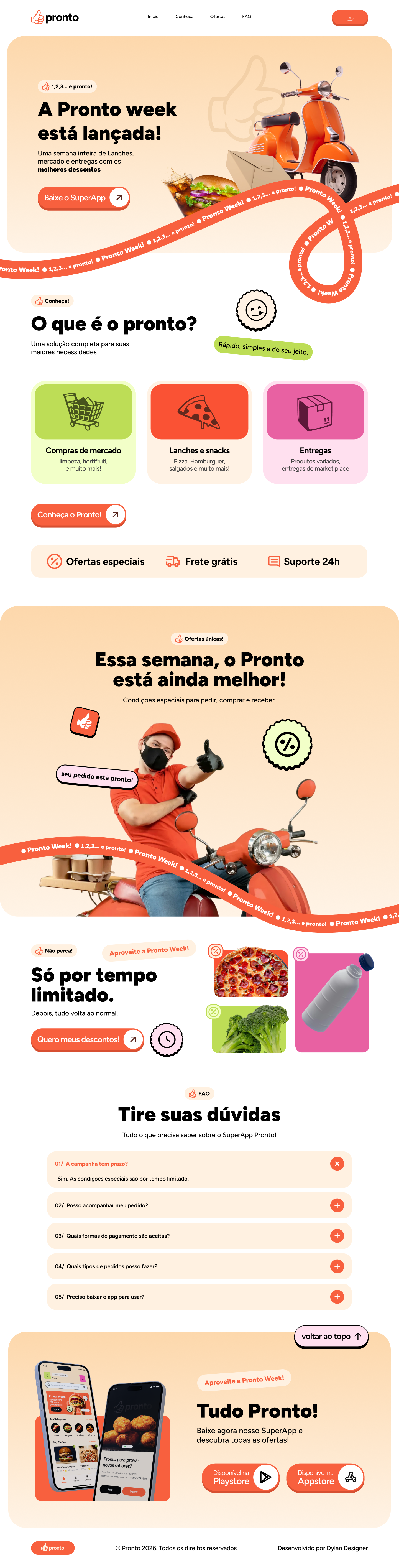 Landing page da campanha Pronto Week